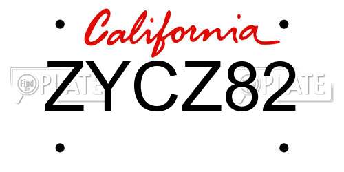 ZYCZ82 California License Plate