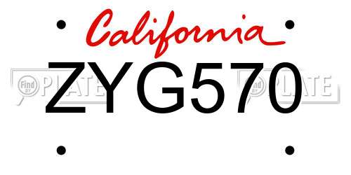 ZYG570 California License Plate