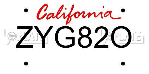 ZYG82O California License Plate