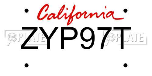 ZYP97T California License Plate