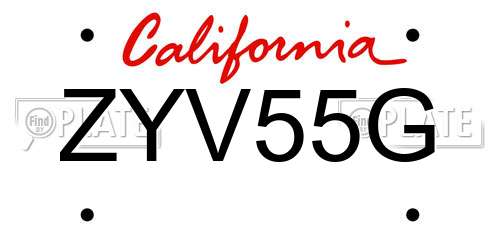 ZYV55G California License Plate