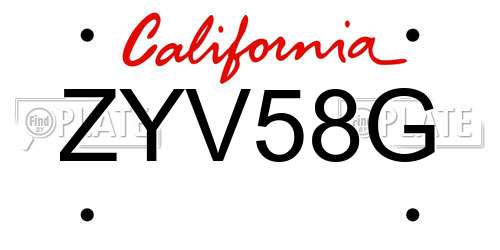 ZYV58G California License Plate