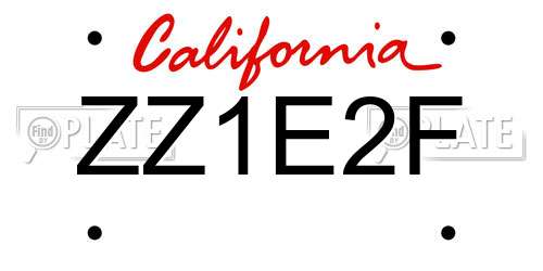 ZZ1E2F California License Plate