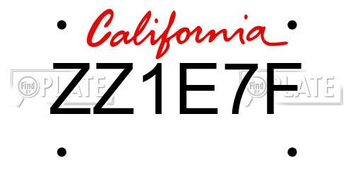 ZZ1E7F California License Plate