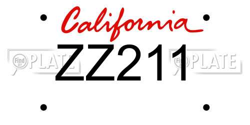 ZZ211 California License Plate