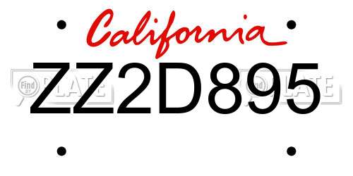 ZZ2D895 California License Plate