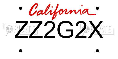 ZZ2G2X California License Plate