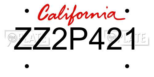 ZZ2P421 California License Plate