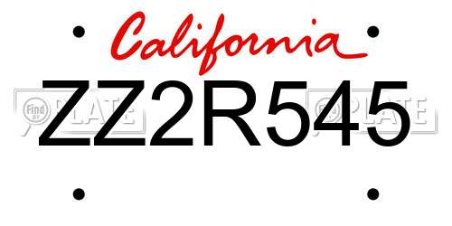 ZZ2R545 California License Plate