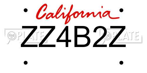 ZZ4B2Z California License Plate