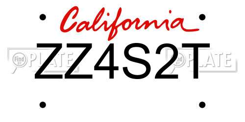ZZ4S2T California License Plate