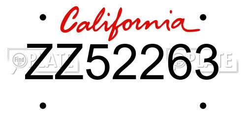 ZZ52263 California License Plate
