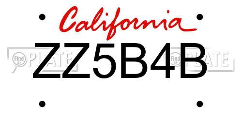 ZZ5B4B California License Plate