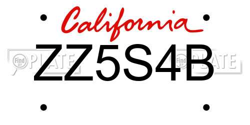 ZZ5S4B California License Plate