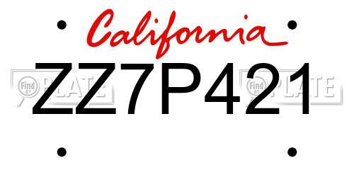 ZZ7P421 California License Plate