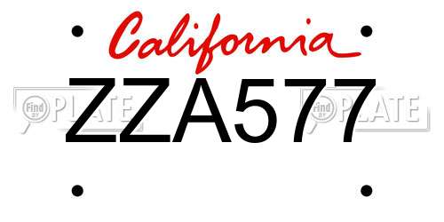 ZZA577 California License Plate
