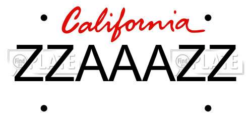 ZZAAAZZ California License Plate