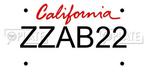 ZZAB22 California License Plate