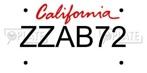 ZZAB72 California License Plate