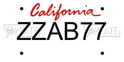 ZZAB77 California License Plate