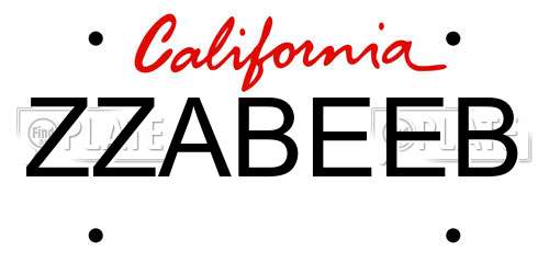 ZZABEEB California License Plate
