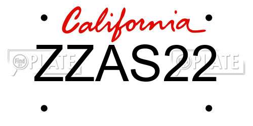 ZZAS22 California License Plate