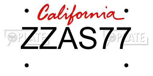 ZZAS77 California License Plate