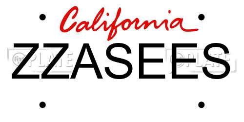 ZZASEES California License Plate