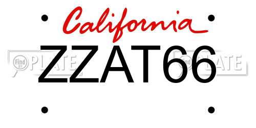 ZZAT66 California License Plate