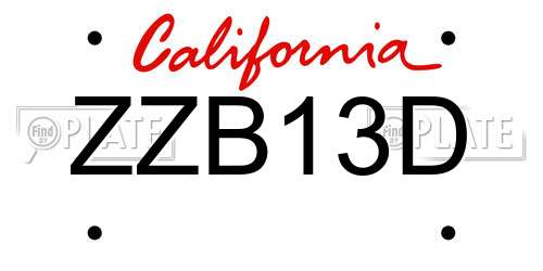 ZZB13D California License Plate