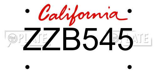 ZZB545 California License Plate