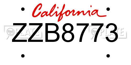 ZZB8773 California License Plate