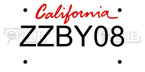 ZZBY08 California License Plate