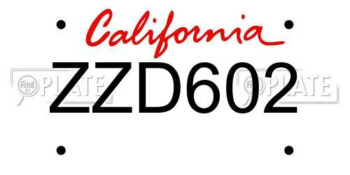 ZZD602 California License Plate