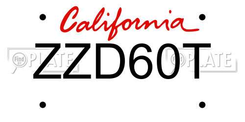 ZZD60T California License Plate