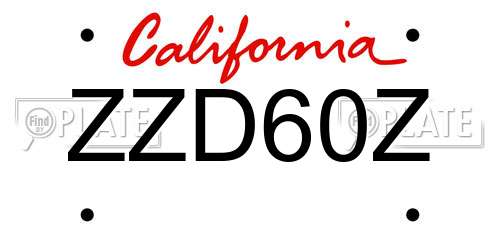 ZZD60Z California License Plate