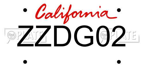 ZZDG02 California License Plate