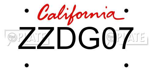 ZZDG07 California License Plate