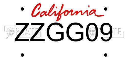 ZZGG09 California License Plate