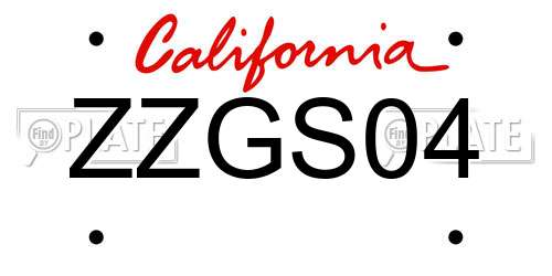 ZZGS04 California License Plate