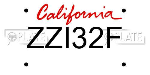 ZZI32F California License Plate