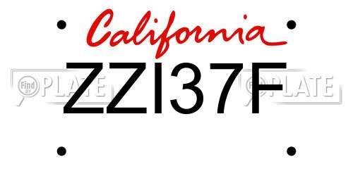ZZI37F California License Plate