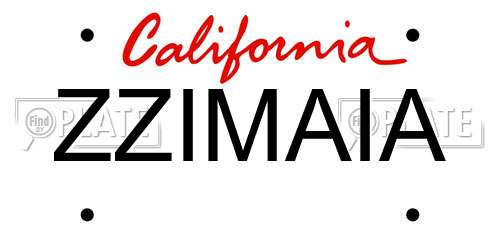 ZZIMAIA California License Plate