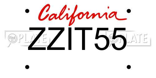 ZZIT55 California License Plate
