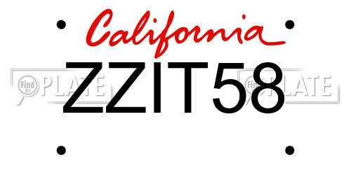 ZZIT58 California License Plate
