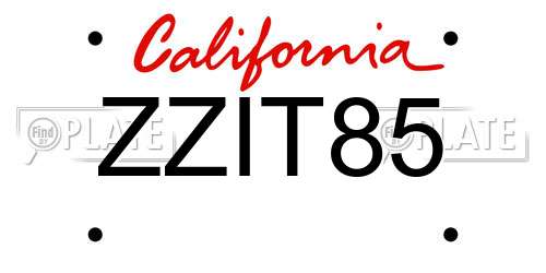 ZZIT85 California License Plate