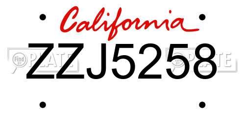 ZZJ5258 California License Plate