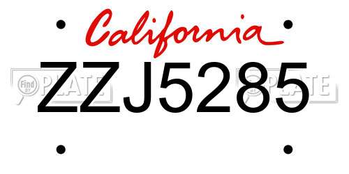 ZZJ5285 California License Plate