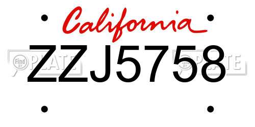 ZZJ5758 California License Plate