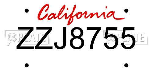 ZZJ8755 California License Plate
